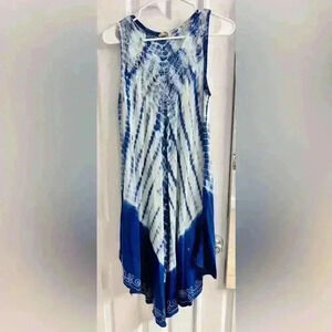 Amazon Tie Dye Ombré Sleeveless Sun Dress with Embroidered Detail - One Size